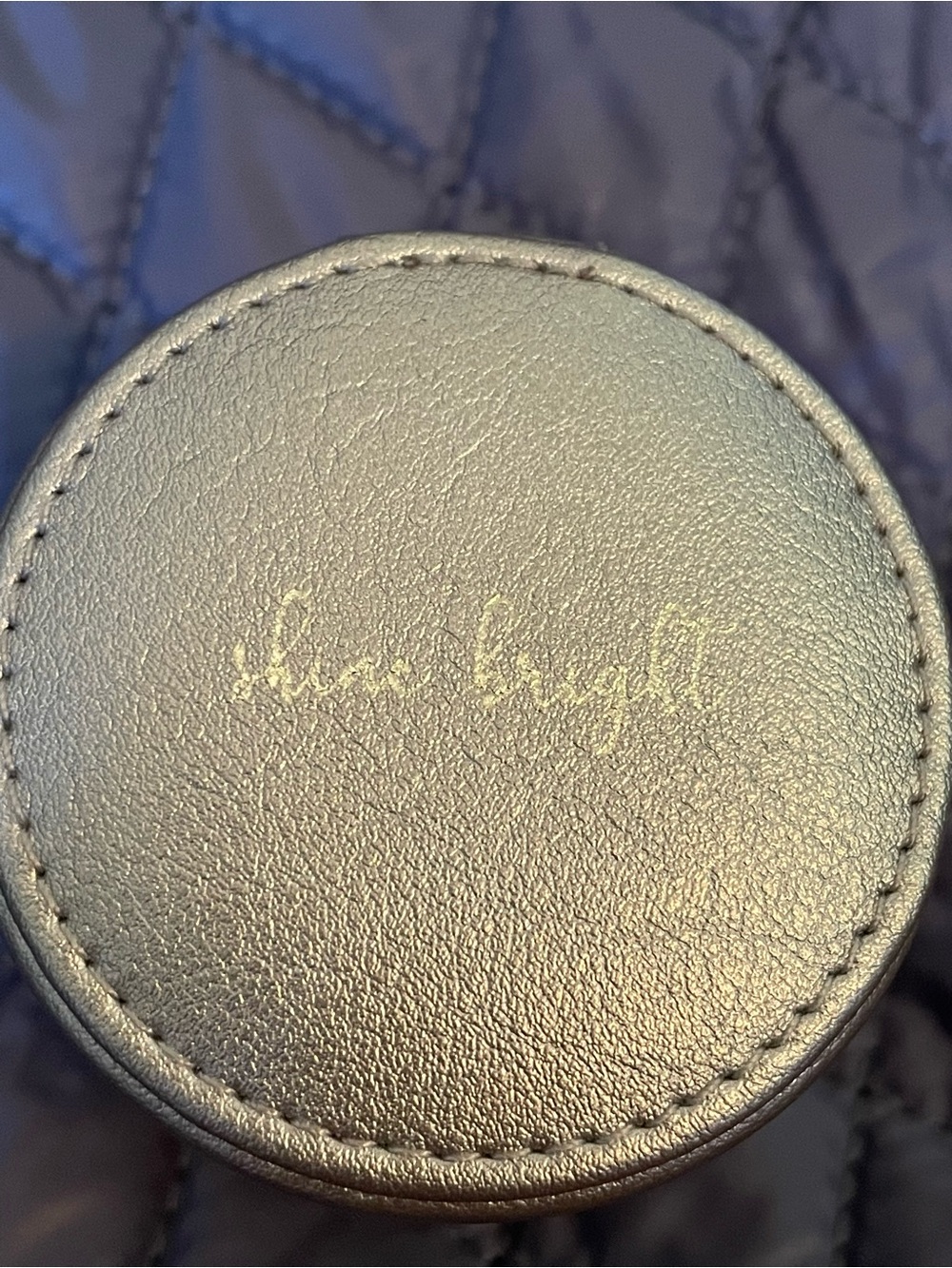 WOLF Metallic Pewter Round Jewelry Travel Case with Beige Inserts